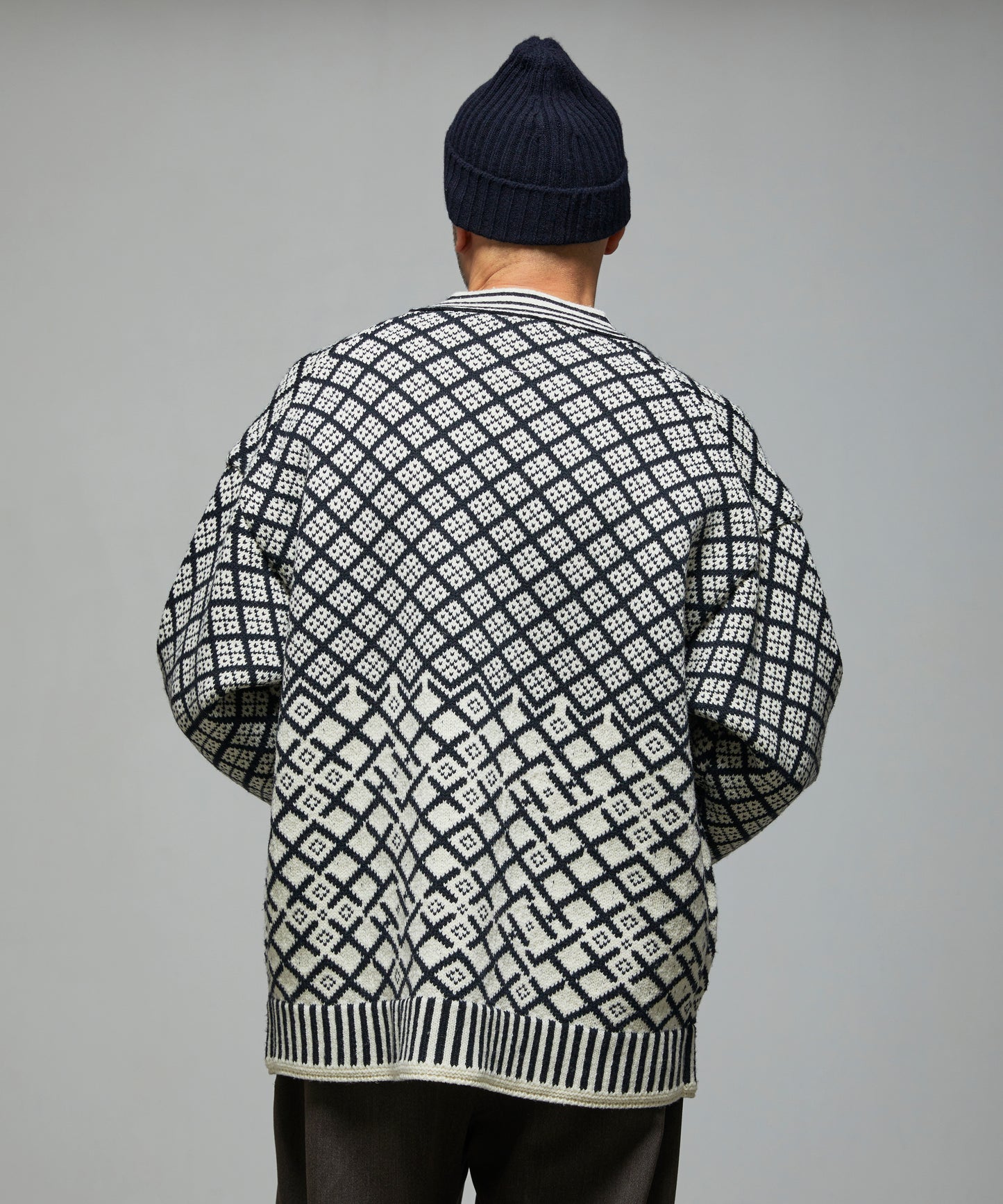 CORAL SANQUHAR CARDIGAN