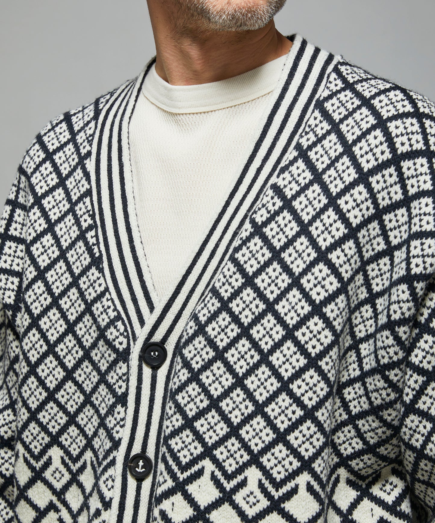 CORAL SANQUHAR CARDIGAN